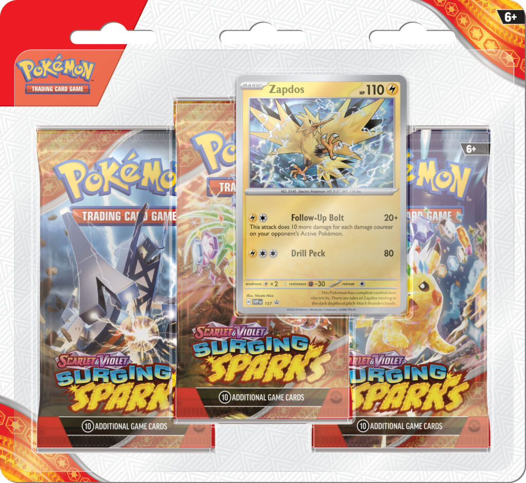 Pokemon TCG: Surging Sparks 3 Pack Blisters (Zapdos / Quagsire)
